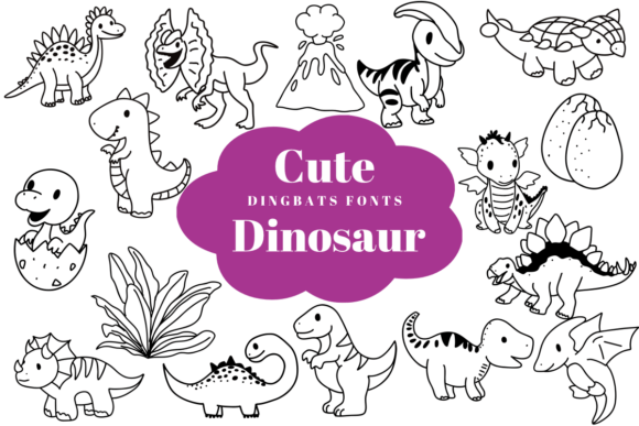 Cute Dinosaur: A Sketch-Style Dingbats Font That Brings Playful Authenticity to Design