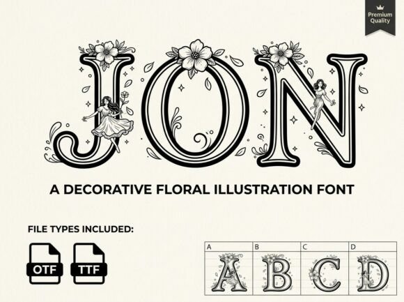 Jon: A Floral Illustration Font for Enchanted Typography